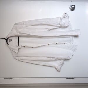 White linen shirt w wooden buttons